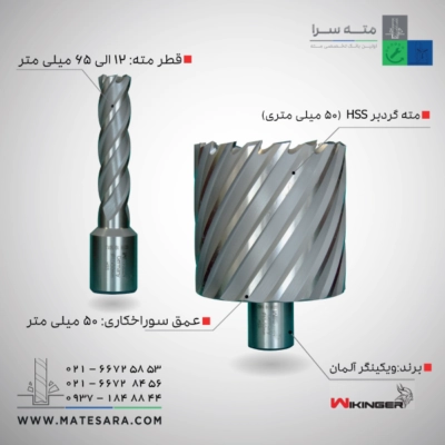 مته گردبر دریلمگنت (HSS) ویکینگر - 50میلیمتر